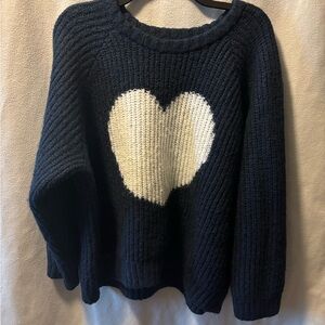 Old Navy Dark Blue Sweater with White Heart